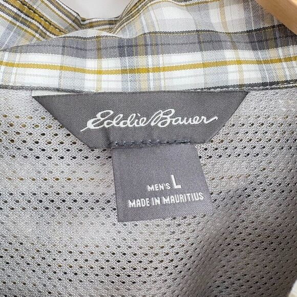 Eddie Bauer Vented Long Sleeve Fishing Shirt Mens Lg Roll Tab Plaid Zip Pocket - Picture 9 of 10